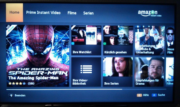 samsung smart tv amazon prime instant video menu